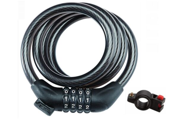Cykellås med kombinationskod och hållare