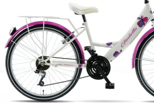 Rower dziecięcy w kolorze białym i różowym