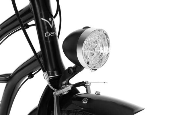 Widok na przednią lampę rowerową.