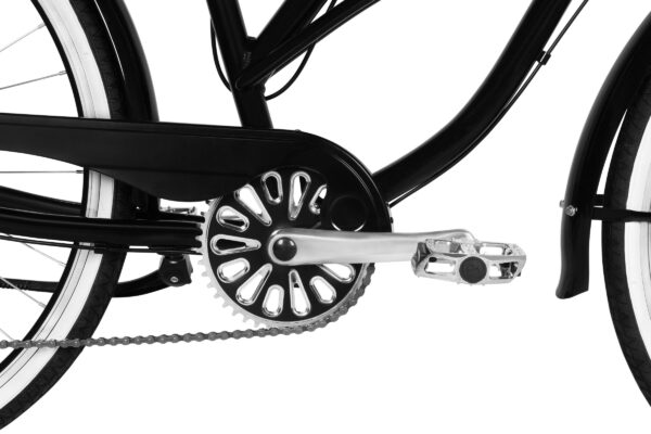 Szczegóły roweru: mechanizm korbowy i pedały.