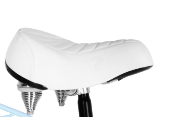 Biały rowerowy siodełko z regulacją