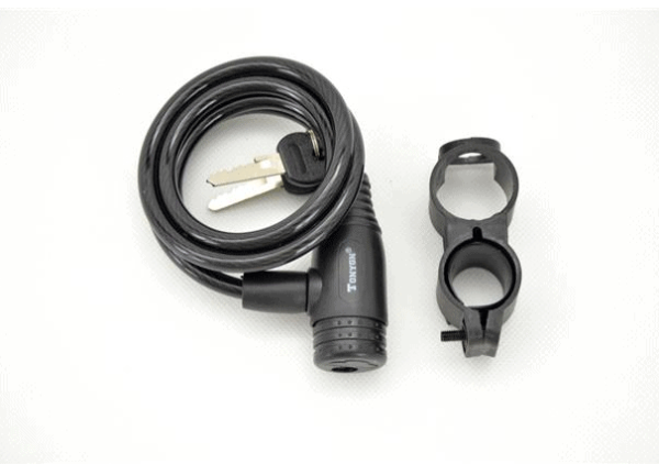 Cykellås med nyckel och hållare.