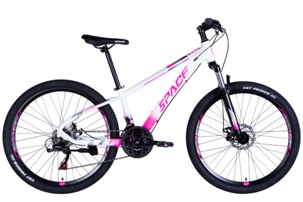 rower górski mtb mercury aluminium 26", 145–170 cm, 21 biegów, biały/różowy