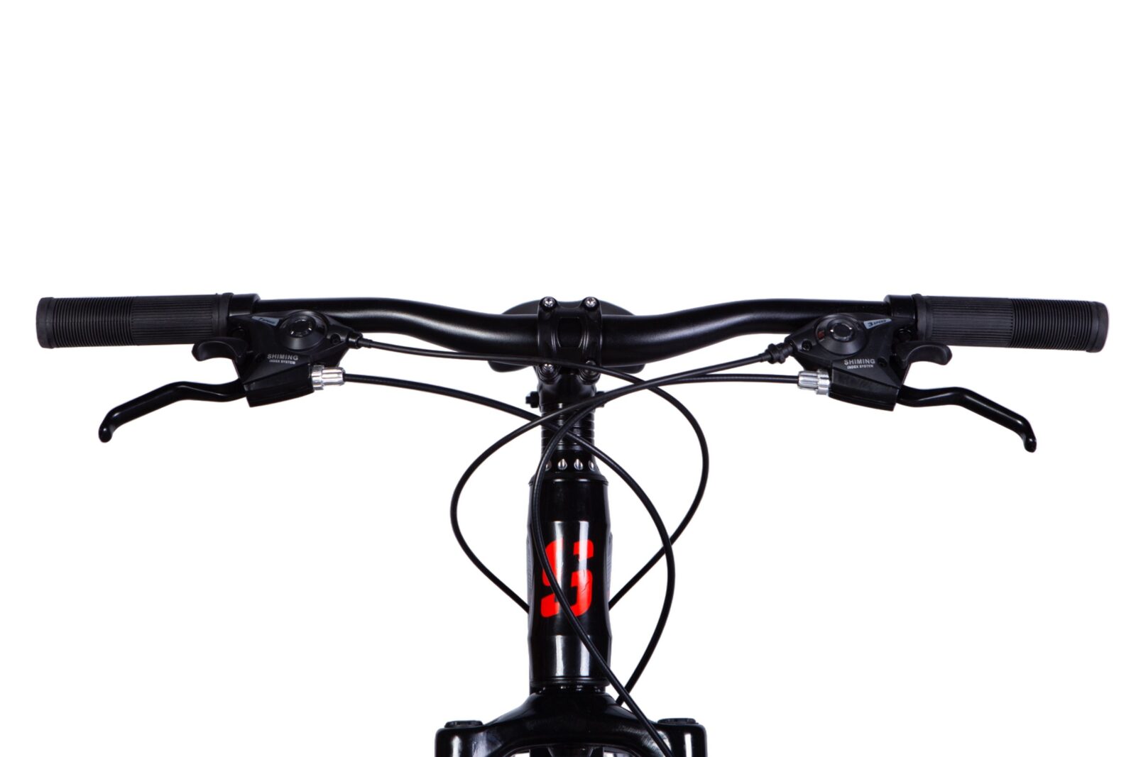 Widok na kierownicę czarnego roweru