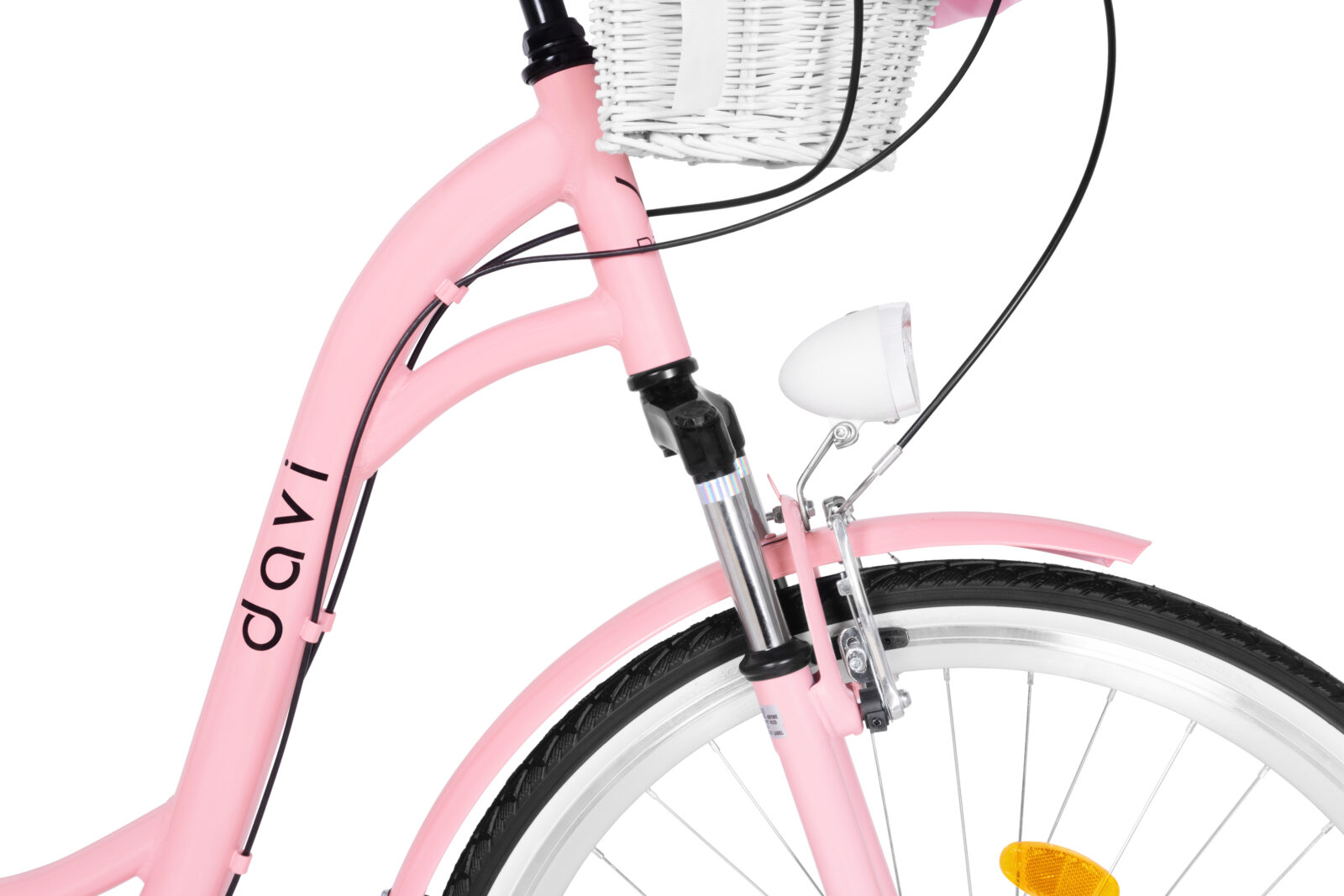Różowy rower miejski z koszykiem