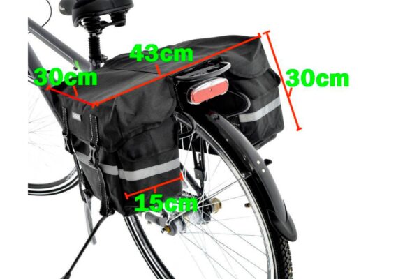 Cykelväska med mått på bakre pakethållare