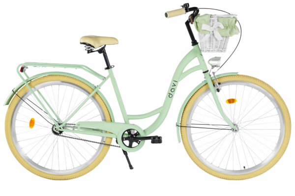 Grön retrocykel med korg framtill