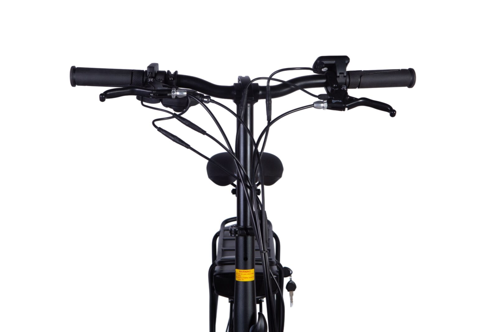 Kierownica roweru elektrycznego na białym tle