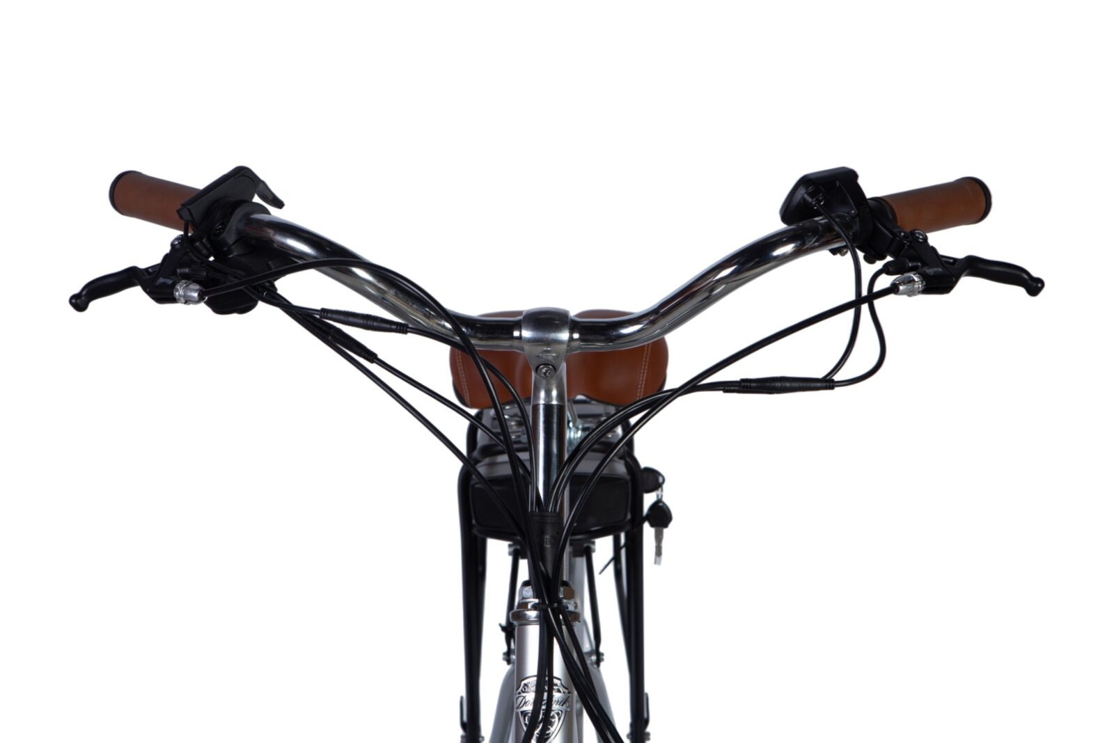 Widok na kierownicę roweru z uchwytami