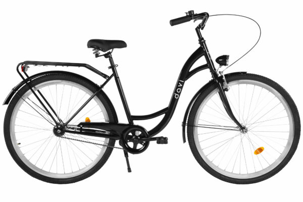 Czarny rower miejski z wygodnym siedziskiem
