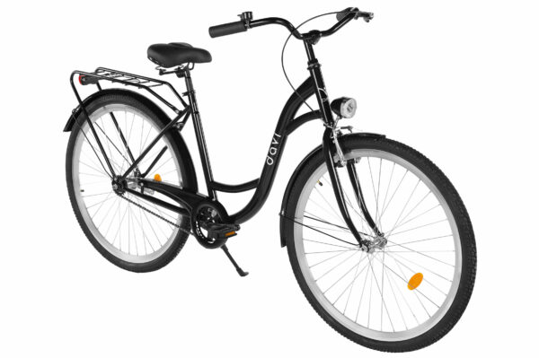 Czarny rower miejski z białymi kołami