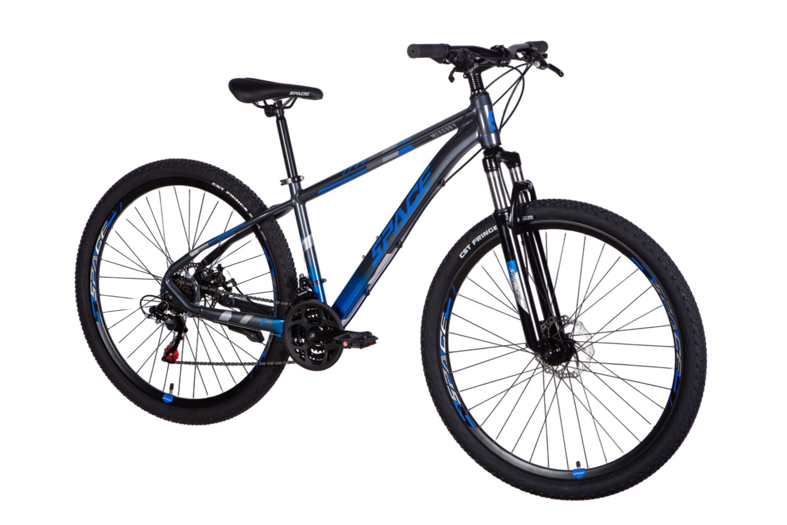 Rower górski w kolorze niebieskim i szarym