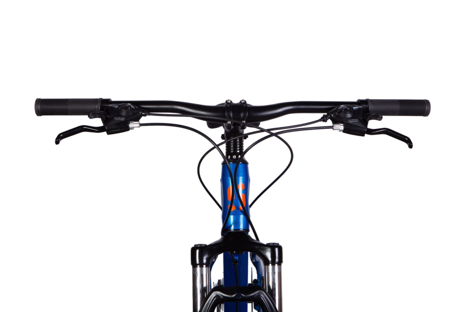 Widok kierownicy roweru górskiego