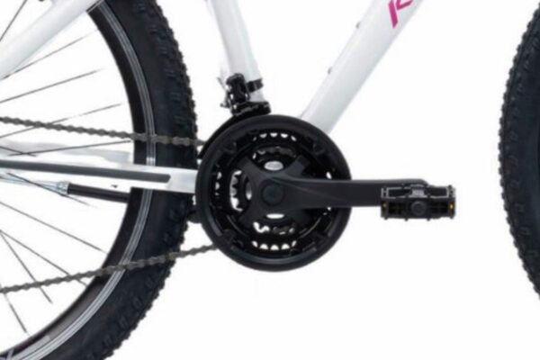 Czarna korba rowerowa z białą ramą.