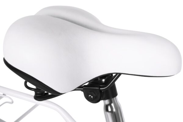 Biały komfortowy siodełko rowerowe z amortyzacją
