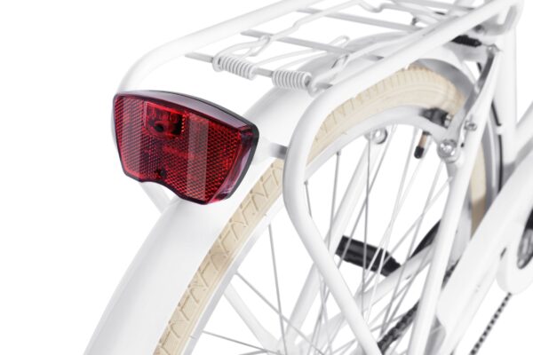 Tylny reflektor roweru w białym kolorze.