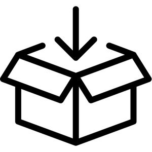 Ikona otwartej paczki z strzałką w dół