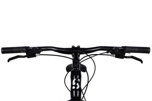Kierownica rowerowa z hamulcami i kablami.
