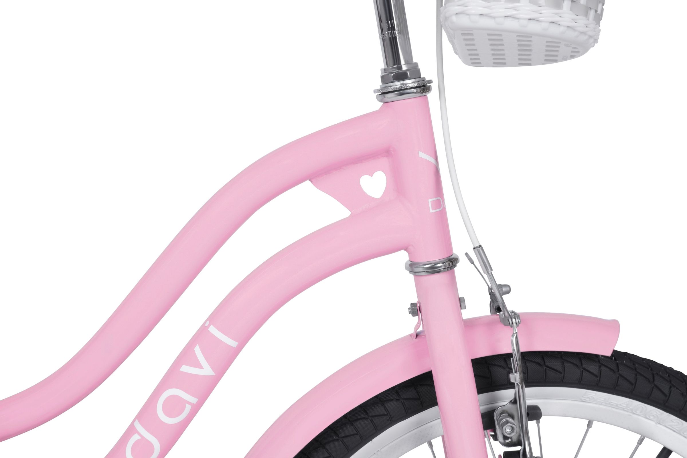 rower dziecięcy davi molli 20", 110 130 cm, 1 bieg, różowy