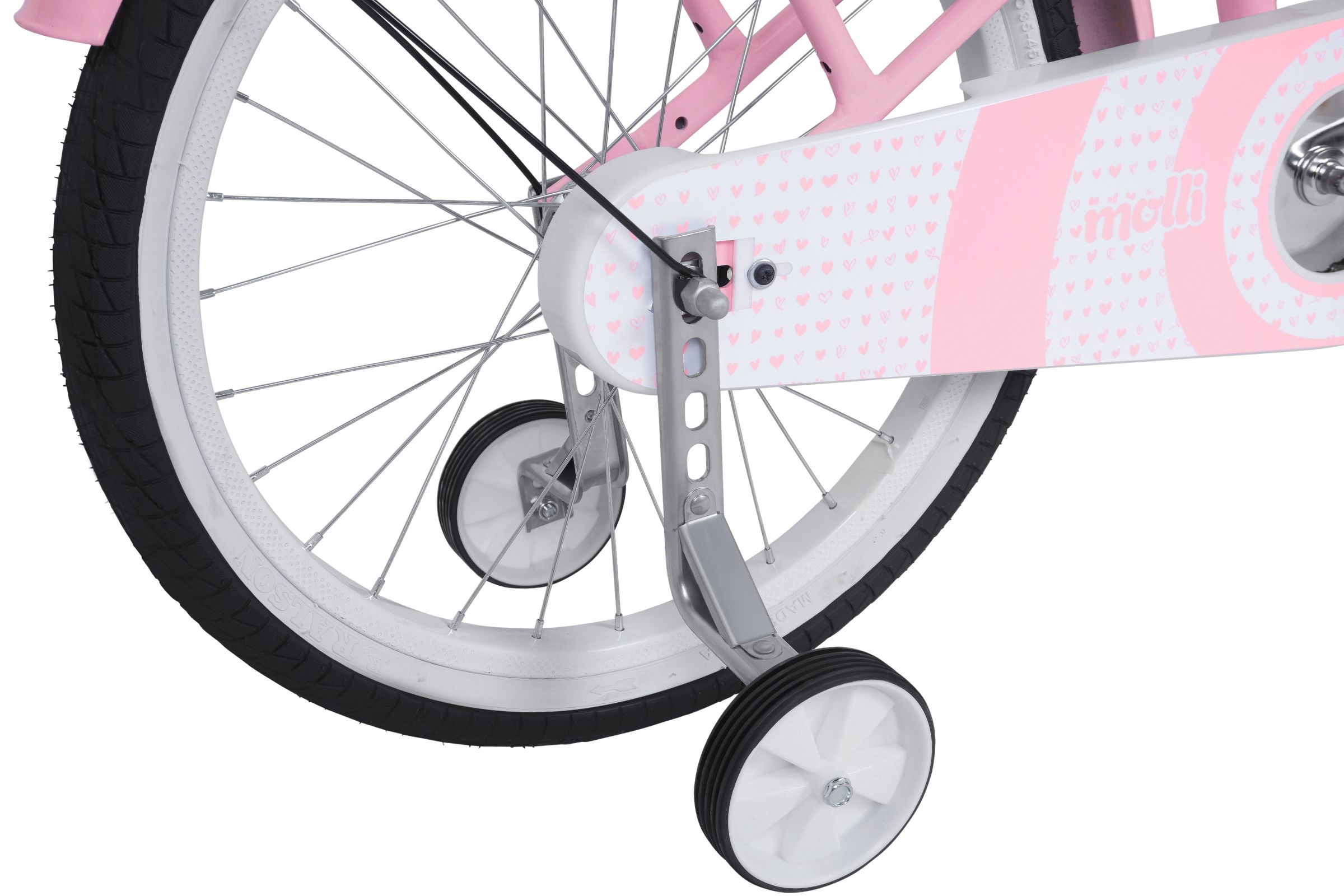 rower dziecięcy davi molli 20", 110 130 cm, 1 bieg, różowy