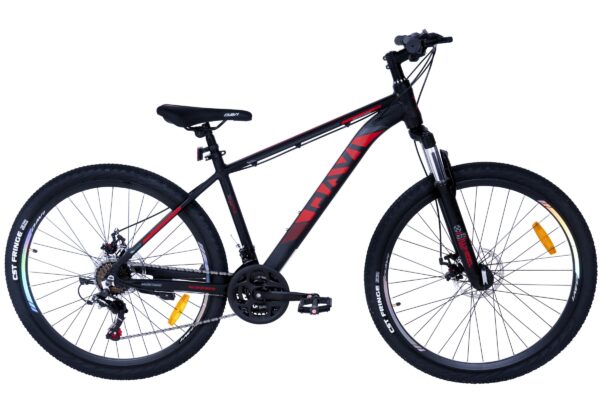 rower górski mtb davi montaro aluminium, 27,5", 160–185 cm, 21 biegów, czarny/czerwony