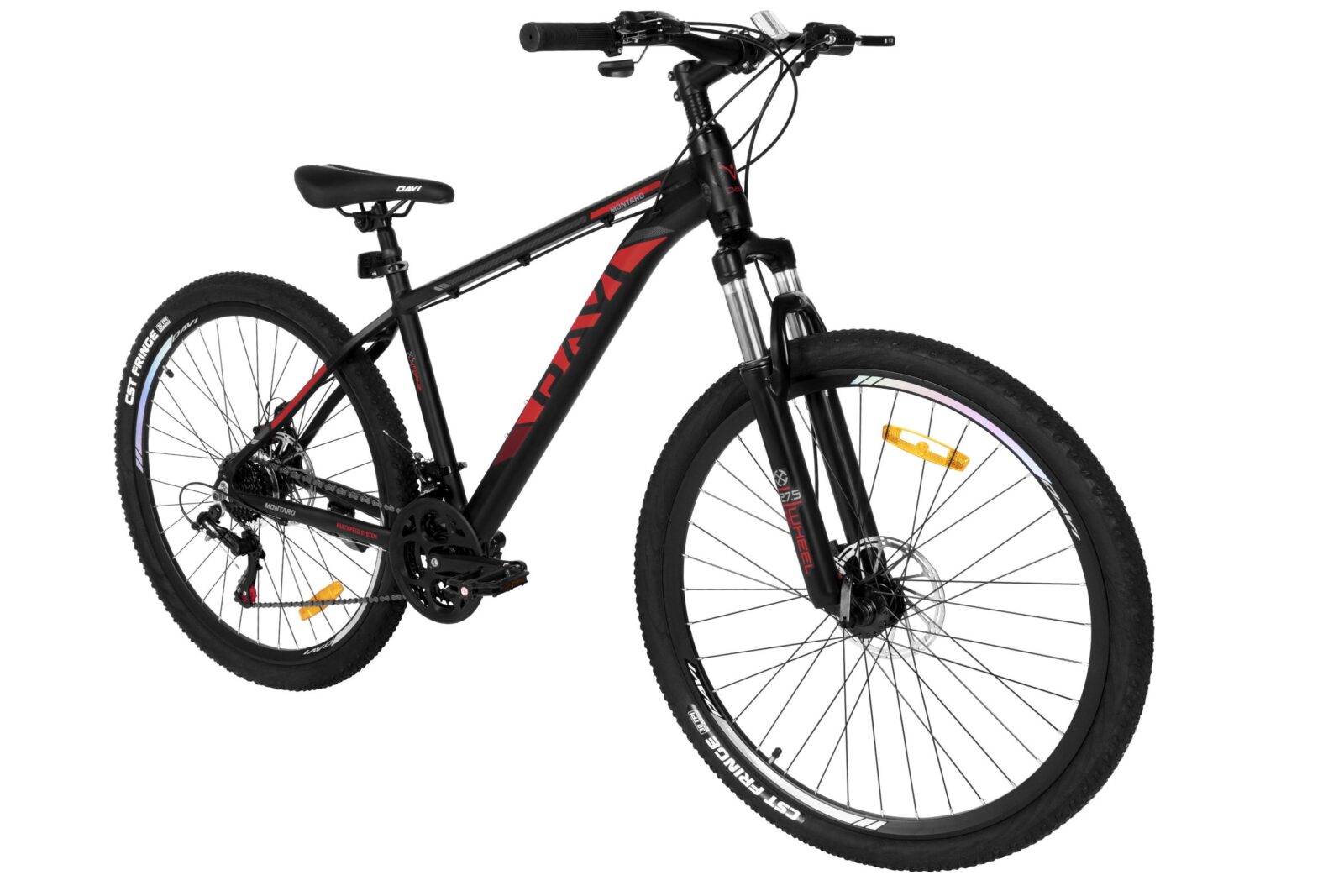 rower górski mtb davi montaro aluminium, 27,5", 160–185 cm, 21 biegów, czarny/czerwony