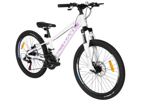 rower dziecięcy davi bonita 24", 130 160 cm, 21 biegów, różowy/biały