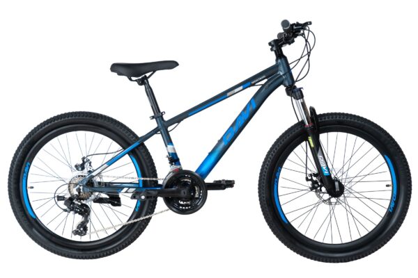 bicicleta copii davi montaro aluminiu, 24", 130 160 cm, 21 viteze, gri/albastru