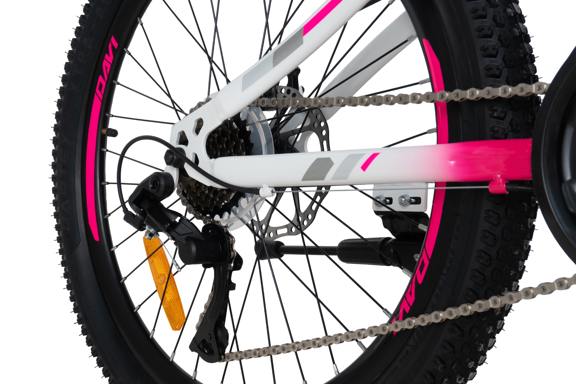 bicicleta copii davi bonita 24", 130 160 cm, 21 viteze, roz/alb (copy)