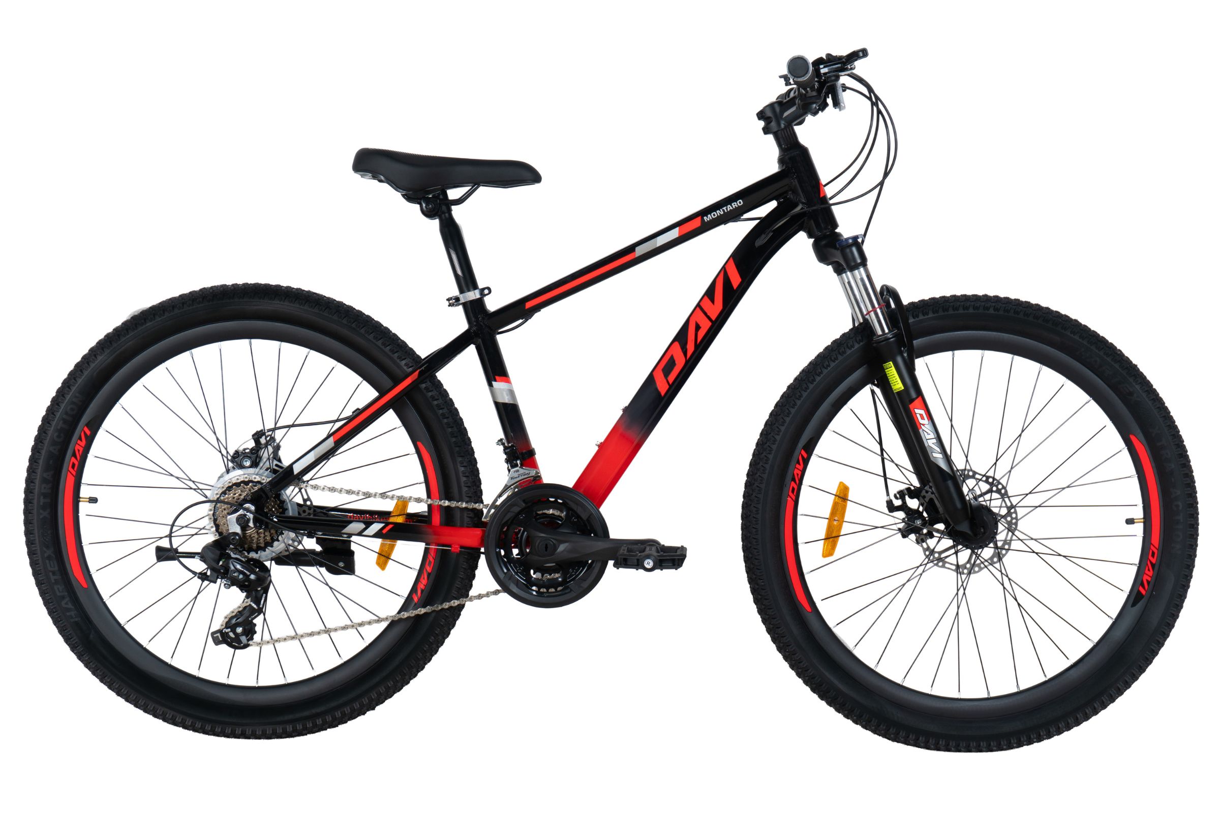 rower górski mtb davi montaro aluminium, 26", 145 170 cm, 21 biegów, czarny/czerwony