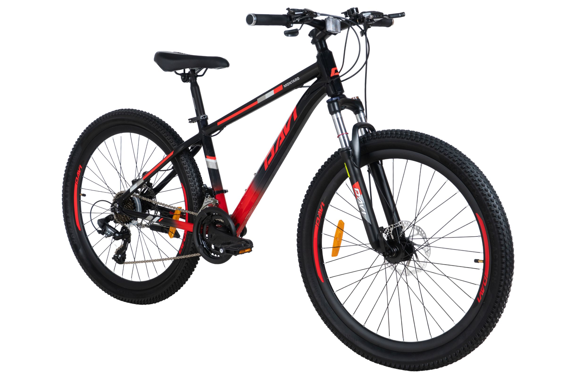 rower górski mtb davi montaro aluminium, 26", 145 170 cm, 21 biegów, czarny/czerwony