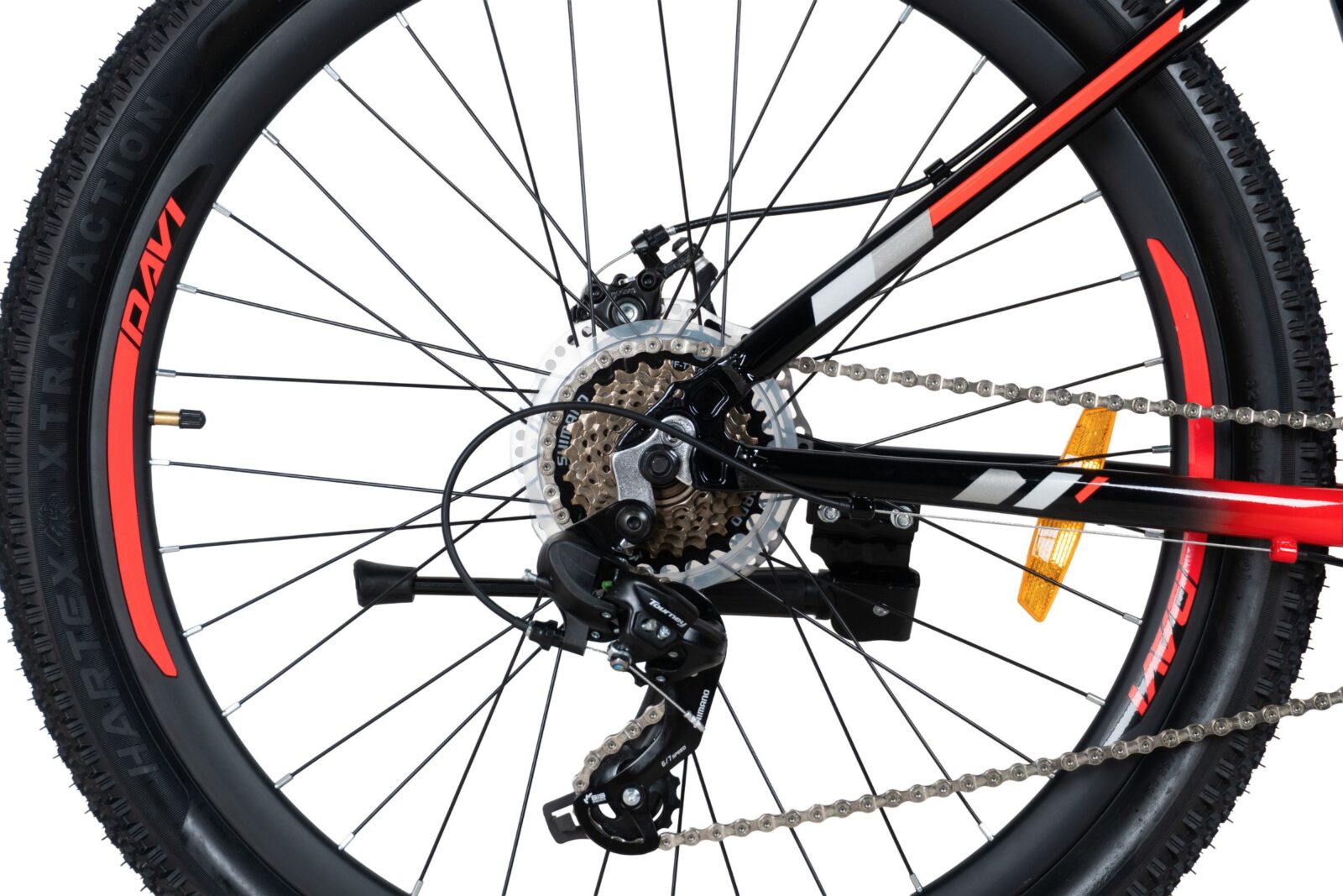 rower górski mtb davi montaro aluminium, 26", 145 170 cm, 21 biegów, czarny/czerwony