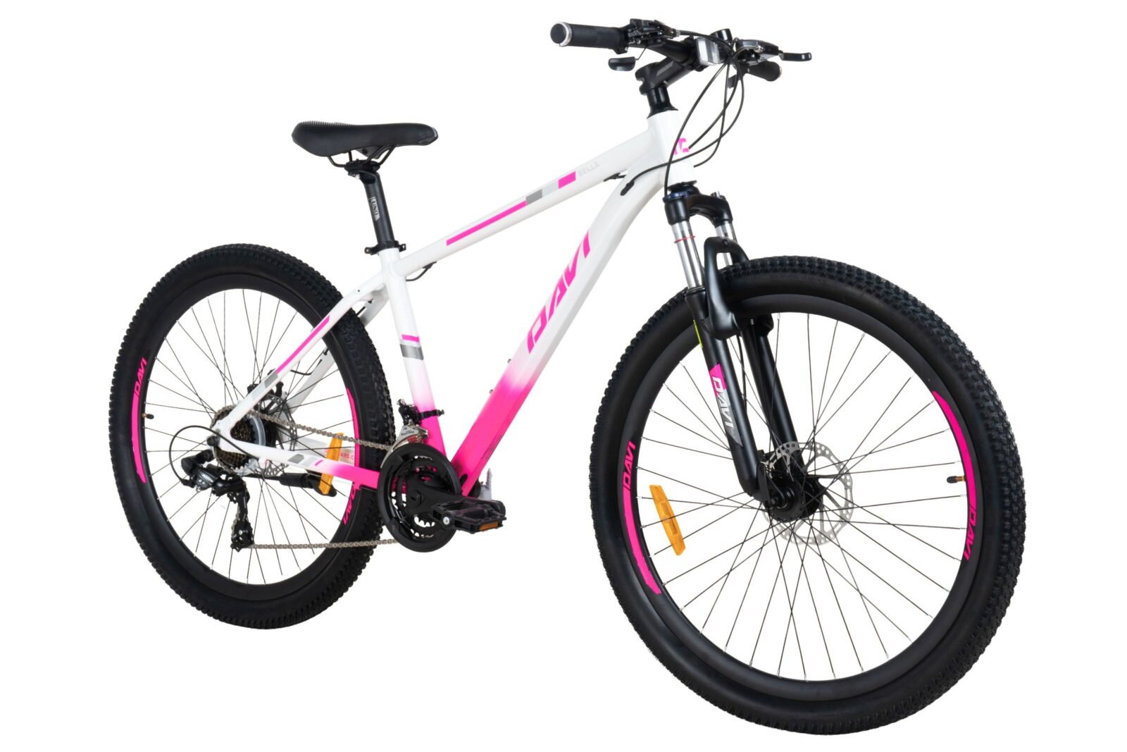 rower górski mtb davi bella aluminium, 27,5", 160–185 cm, 21 biegów, różowy/ biały