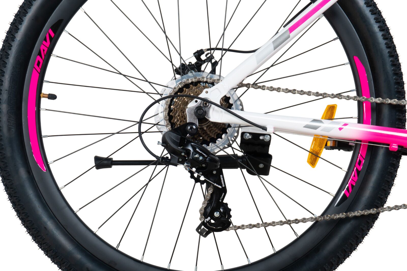 rower górski mtb davi bella aluminium, 27,5", 160–185 cm, 21 biegów, różowy/ biały