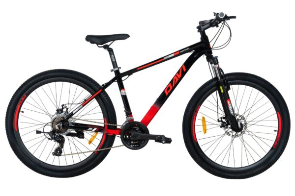 rower górski mtb davi montaro aluminium, 27,5", 160 185 cm, 21 biegów, czarny/czerwony