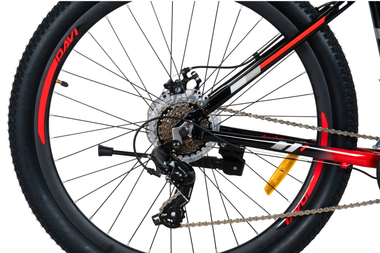 rower górski mtb davi montaro aluminium, 27,5", 160 185 cm, 21 biegów, czarny/czerwony