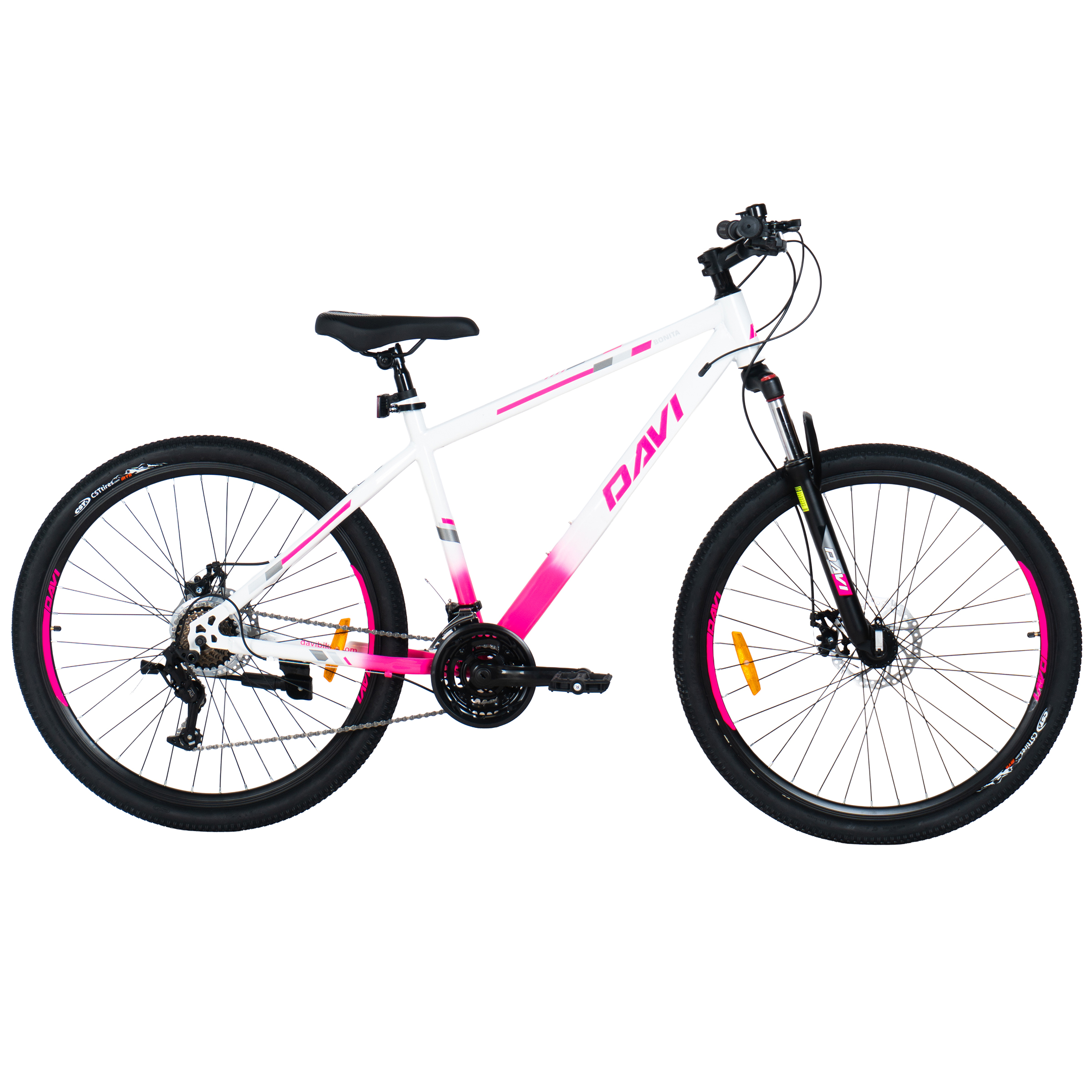 Rower górski MTB Davi Bonita 27,5", 160–185 cm, 21 biegów, biały/różowy