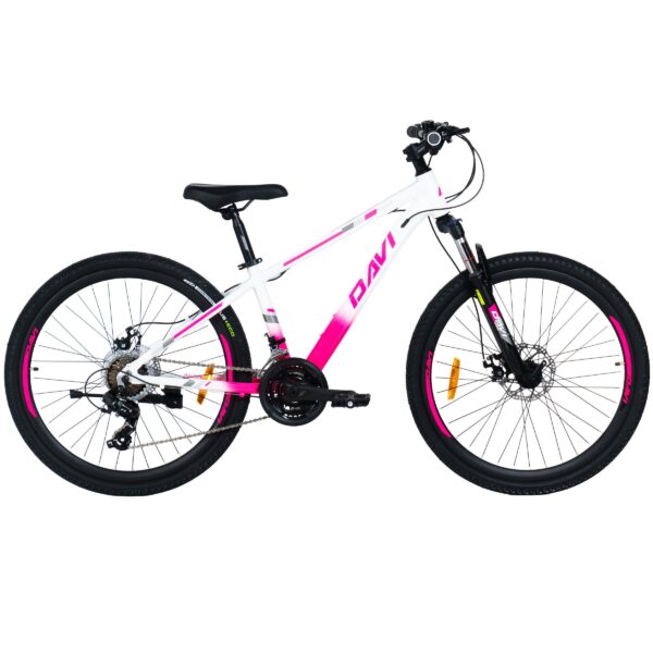 rower górski mtb davi bella aluminium, 26", 145 170 cm, 21 biegów, różowy/biały