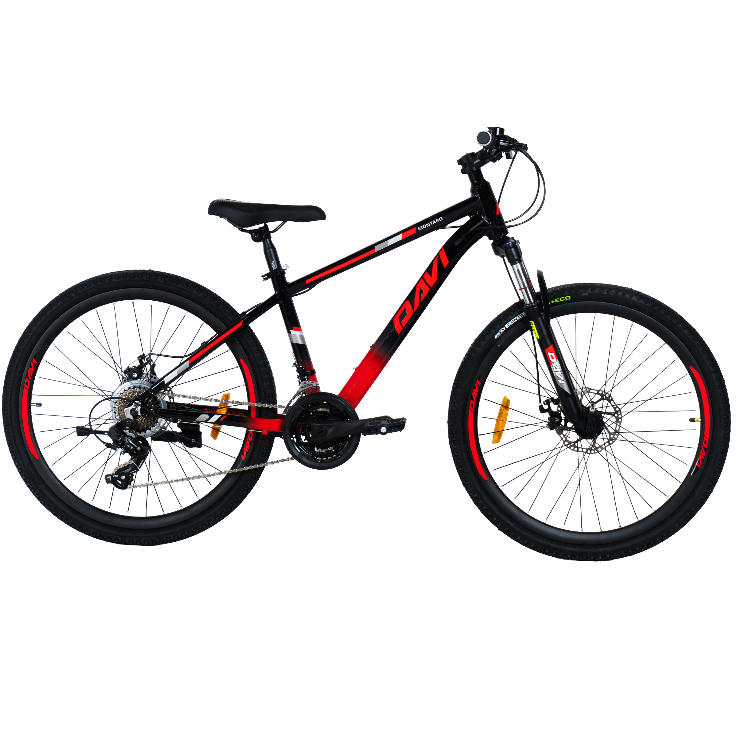 Rower górski MTB Davi Montaro Aluminium, 26", 145-170 cm, 21 biegów, czarny/czerwony