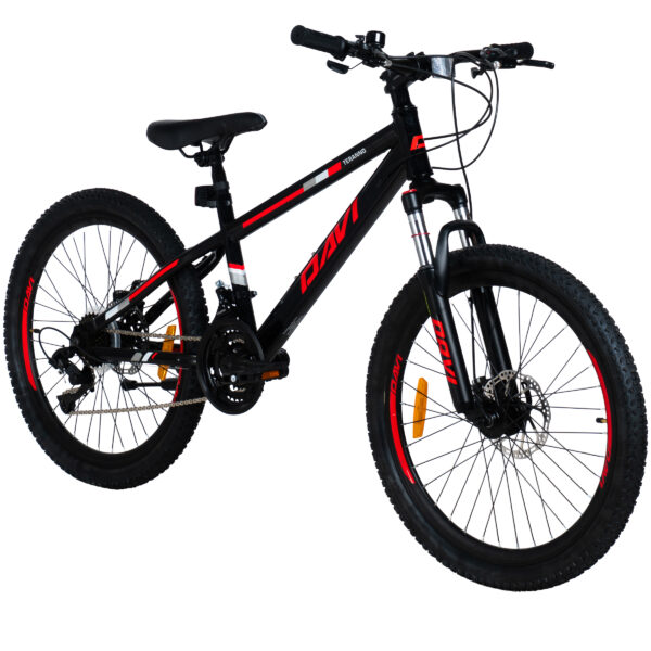 rower dziecięcy mtb davi terrano 24, 130 160 cm, 21 biegów, czerwony/czarny