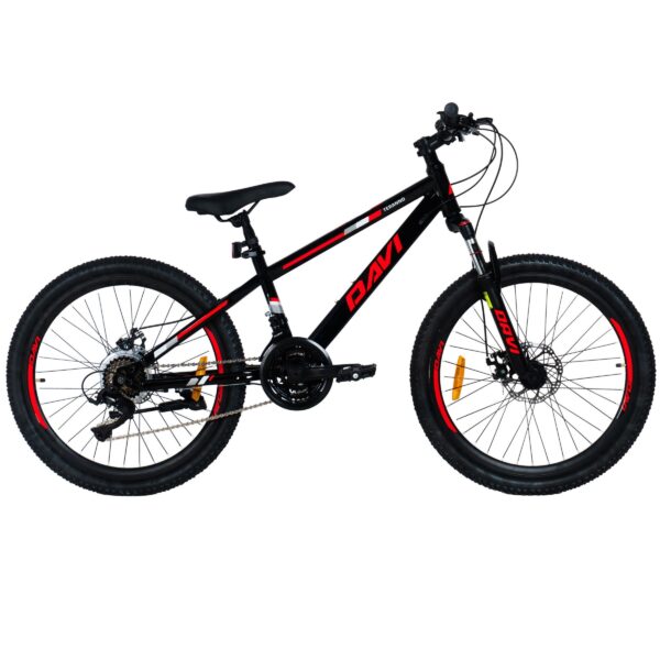 rower dziecięcy mtb davi terrano 24, 130 160 cm, 21 biegów, czerwony/czarny