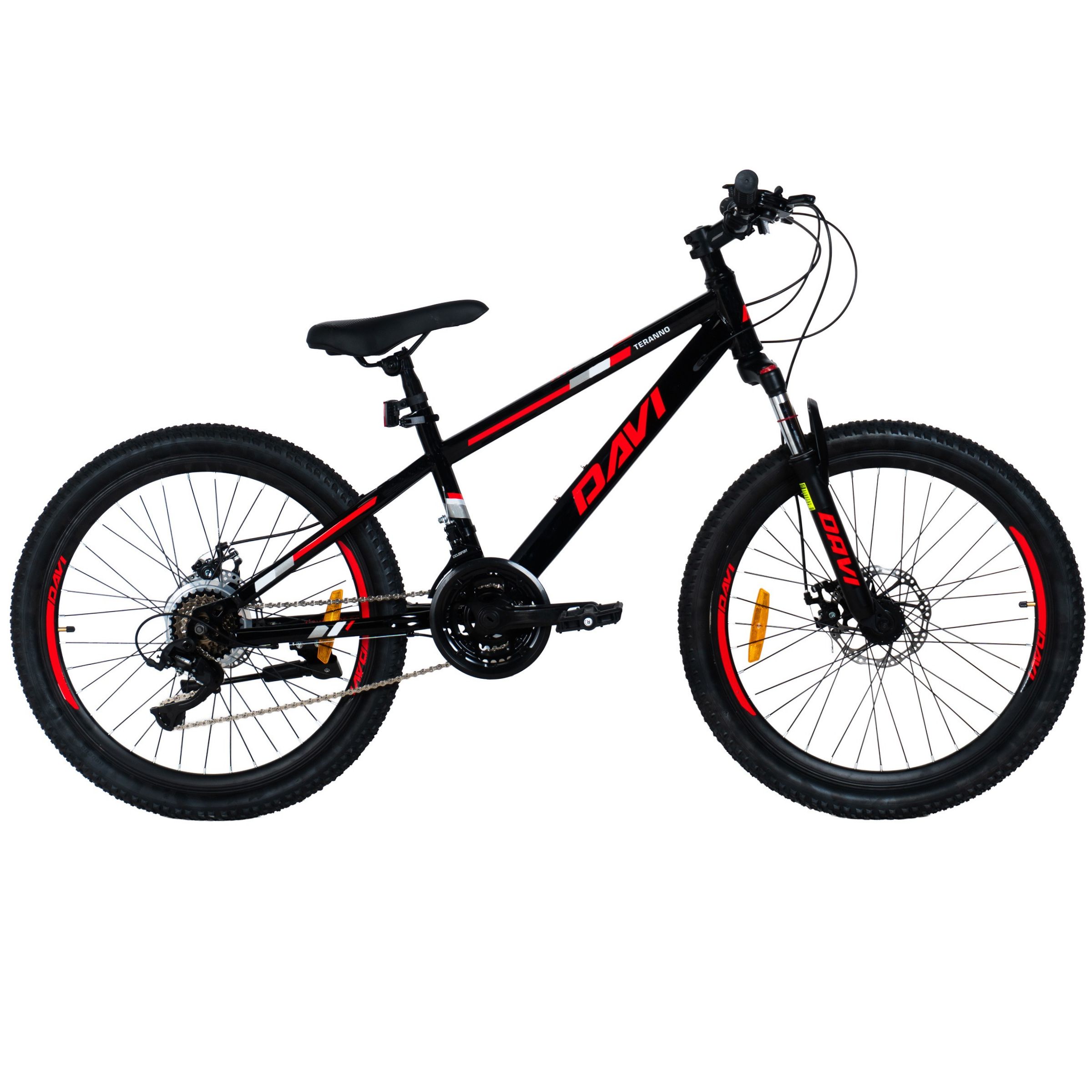 Rower dziecięcy MTB Davi Terrano 24, 130-160 cm, 21 biegów, czerwony/czarny