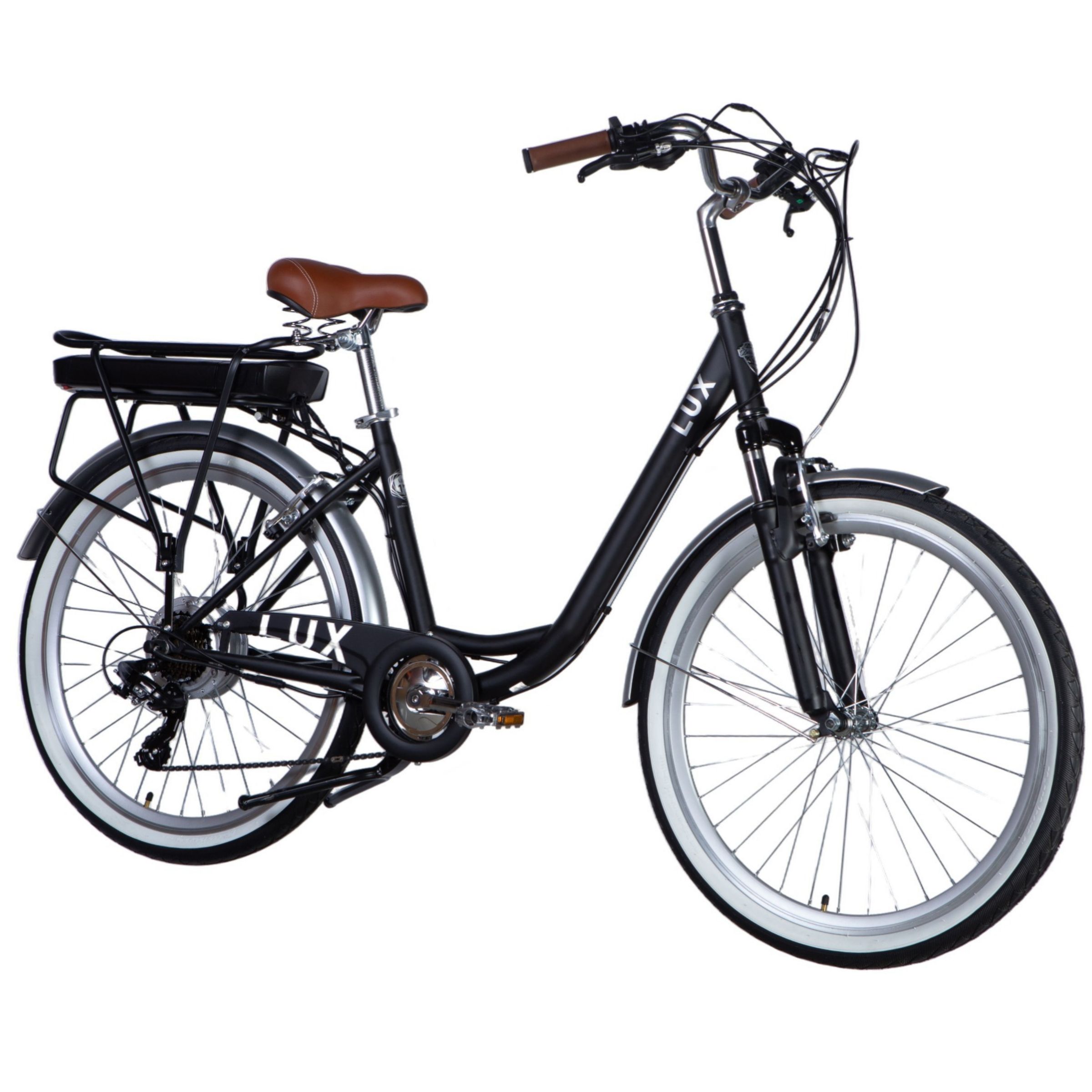 rower elektryczny e lux 26", 155–170 cm, 50 km, 7 biegów, czarny