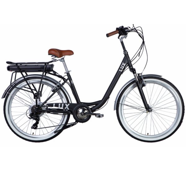 rower elektryczny e lux 26", 155–170 cm, 50 km, 7 biegów, czarny