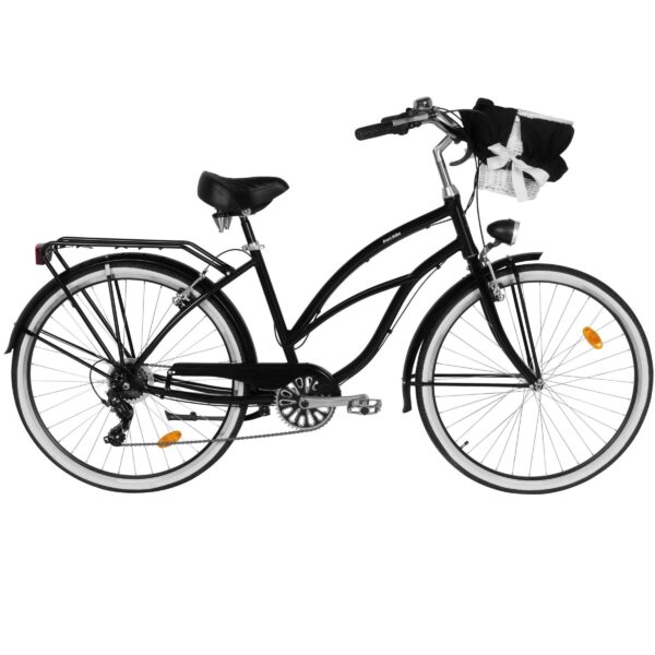 rower damski davi bianca cruiser aluminium, 28", 160 185 cm, 7 biegów, czarny